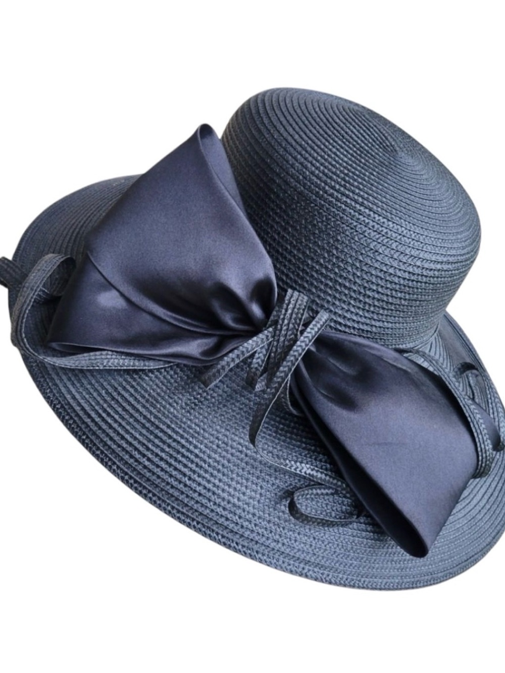 Vtg Giovannio Black Wide Brim Horse Derby Race/ Church Hat Made In England